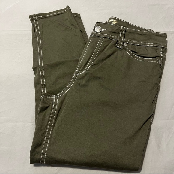 Seven7 Green/Gray Skinny Crop Jeans Pants w/White stitching - Picture 7 of 7
